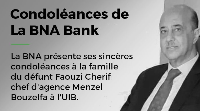  Condoléances de la BNA