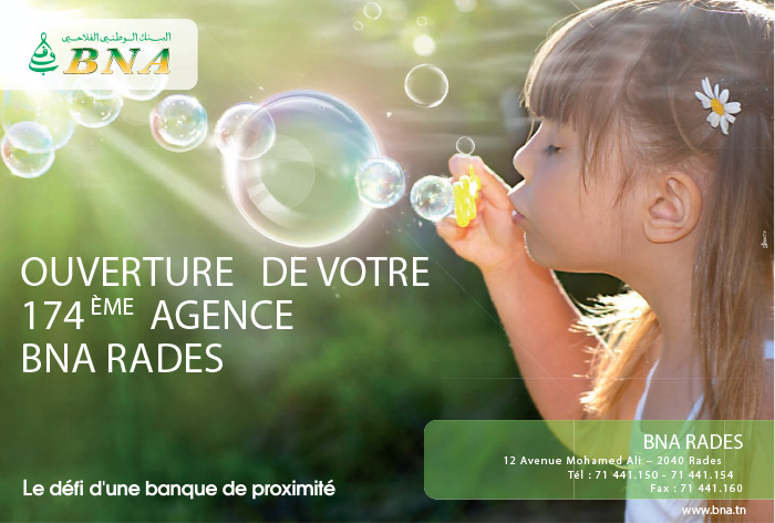 Ouverture de votre nouvelle agence BNA RADES
