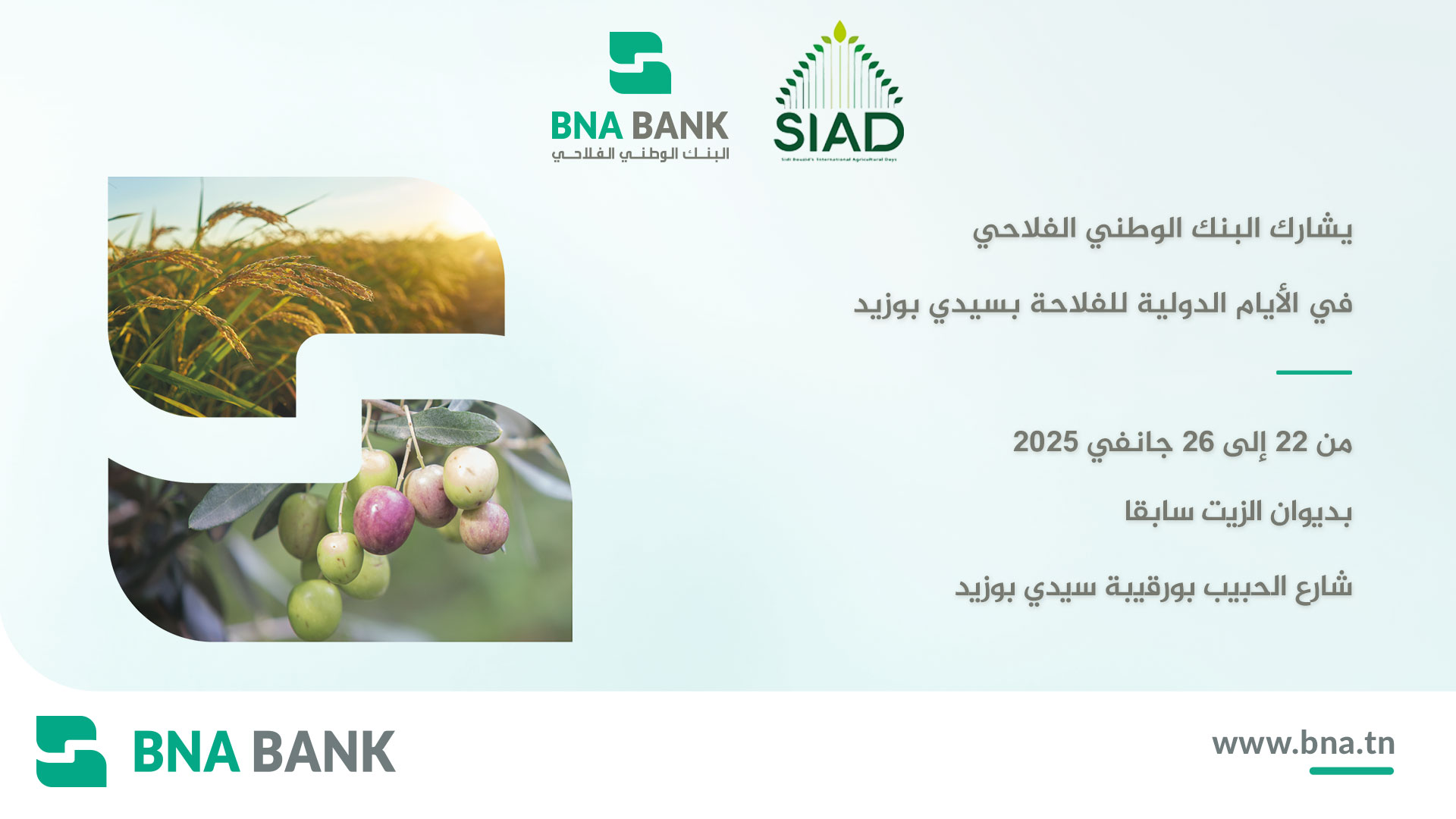 البنك الوطني الفلاحي يشارك في الدورة الأولى للأيام الدولية للفلاحة بسيدي بوزيد-BNA